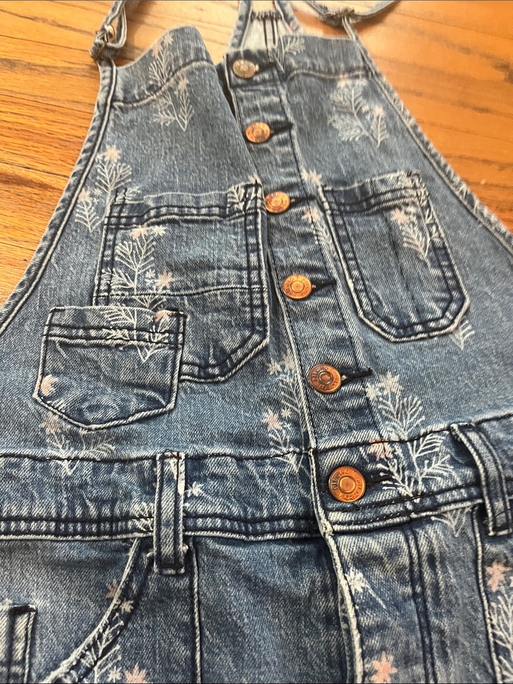 Pilcro Blue Floral-Print Denim Overalls - Picture 6 of 15